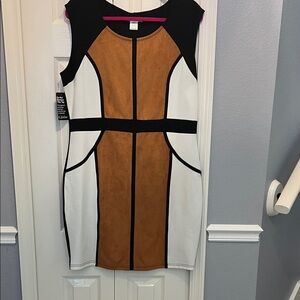 K Jordan Black and Brown Geometric Mini Dress